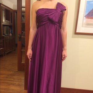 Purple silk floor length dress